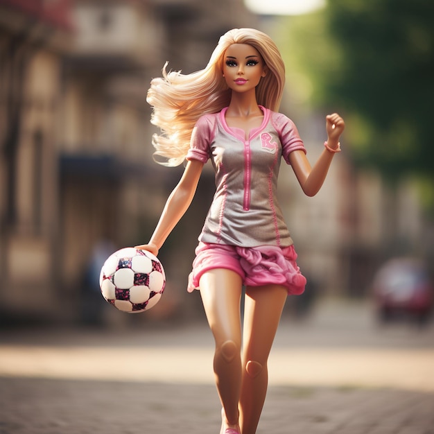 Barbie joue au football