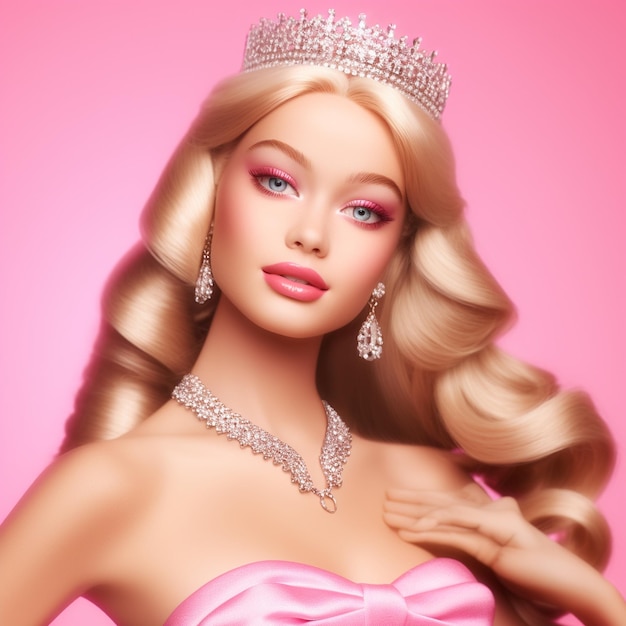 Barbie portrait style cheveux blonds yeux bleus