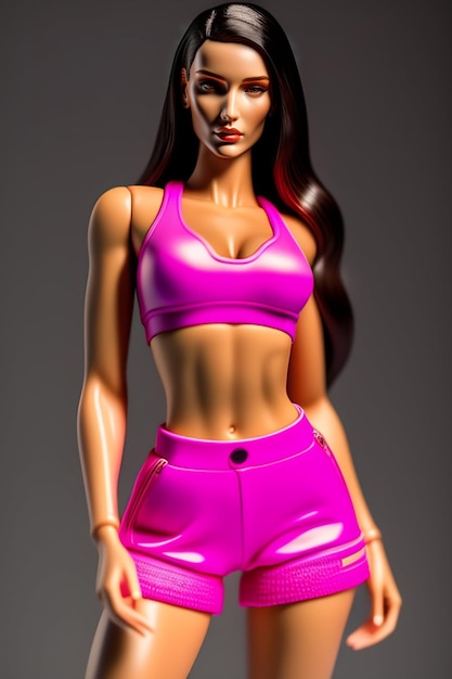 Barbie Shopaholic Summer Trendy Outfit portrait de poupée en plastique Ai Generate