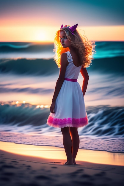 Barbie Shopaholic Summer Trendy Outfit portrait de poupée en plastique Ai Generate