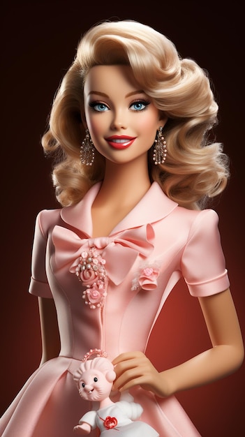 Barbieinspired Jolie fille blonde au pays des merveilles rose