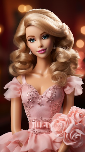 Barbieinspired Jolie fille blonde au pays des merveilles rose