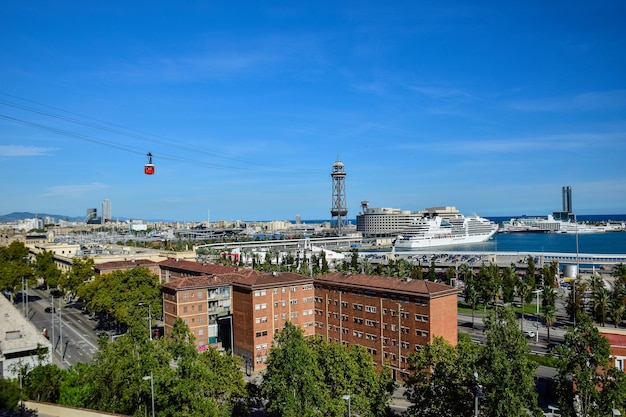 Barcelone Espagne 3 octobre 2019 Vue aérienne du port de Barcelone Espagne