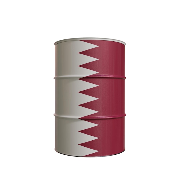 Un baril de pétrole avec le drapeau du Qatar