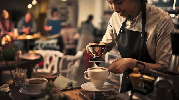 Barista au travail dans un café