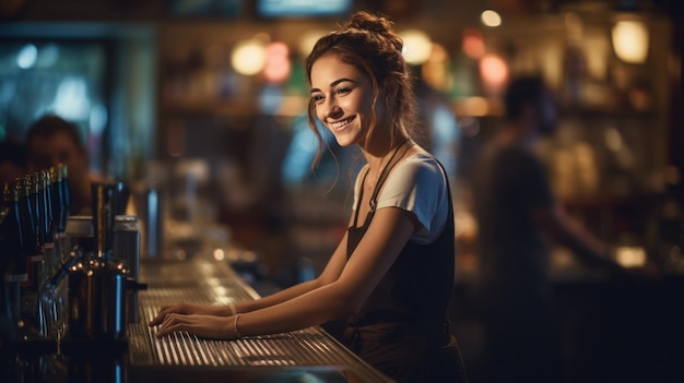 barman intelligent servant de la bière artisanale au bar