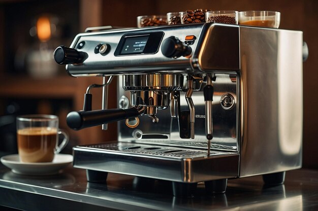 Photo un barman préparant du café avec une machine professionnelle