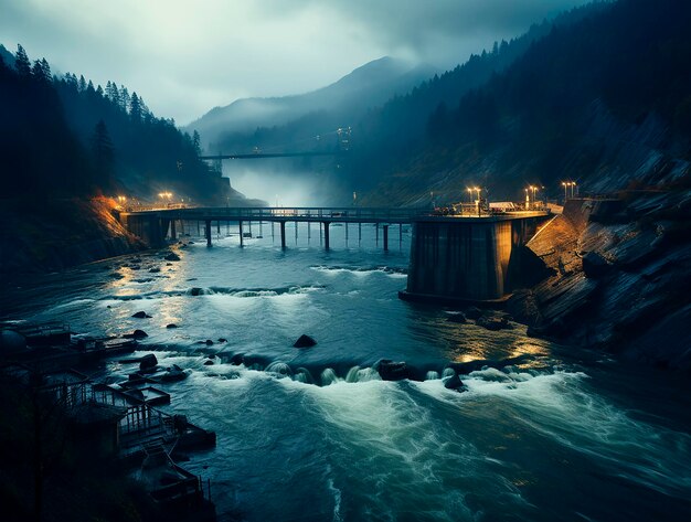 Photo le barrage dans les montagnes