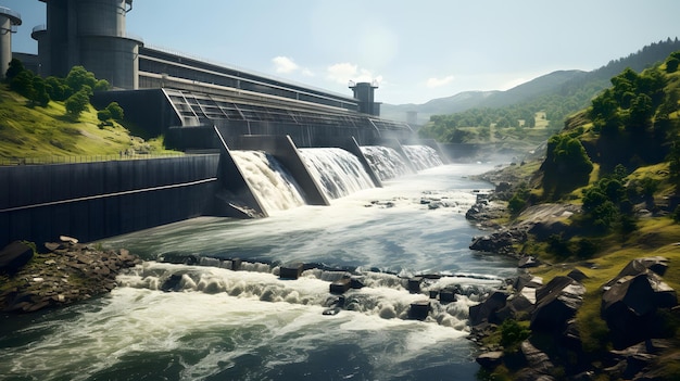 Barrage hydroélectrique sur une rivière