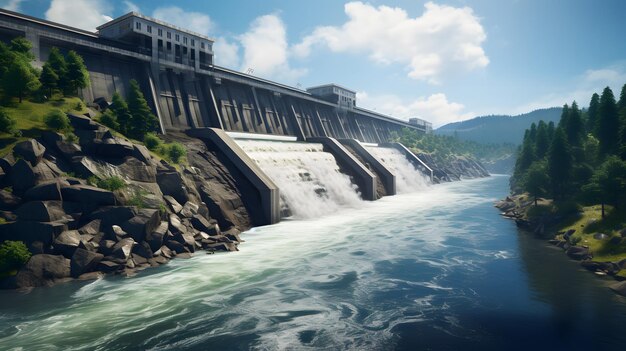 Barrage hydroélectrique sur une rivière