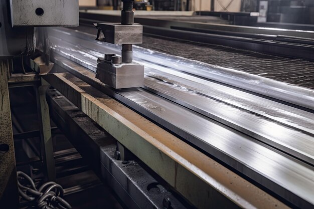 Barre d'aluminium coupée et roulée en usine créée avec l'IA générative