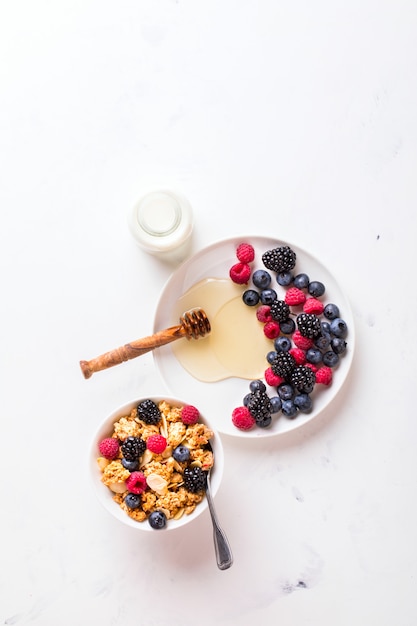 Barre de céréales Granola avec baies fraîches