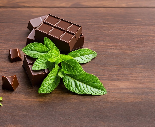 barre de chocolat avec des bonbons sucrés à la menthe dessert brun alimentaire isolé