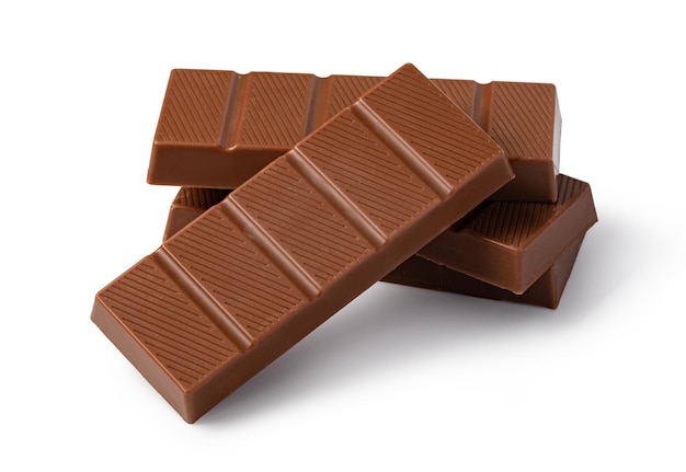 Barre de chocolat sur fond blanc