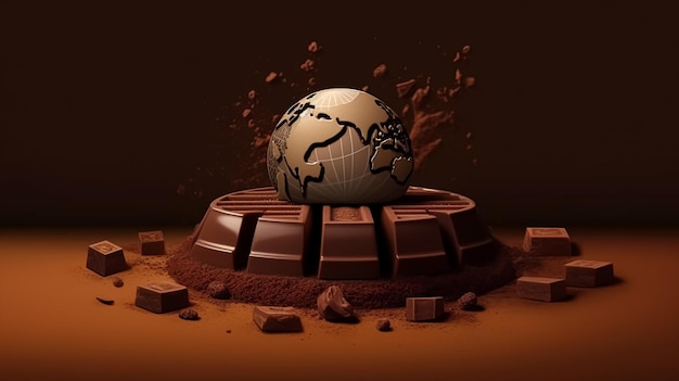Une barre de chocolat avec un globe dessus