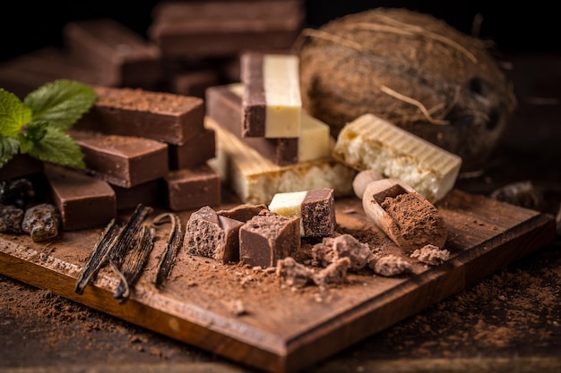 Barre de chocolat maison cassée