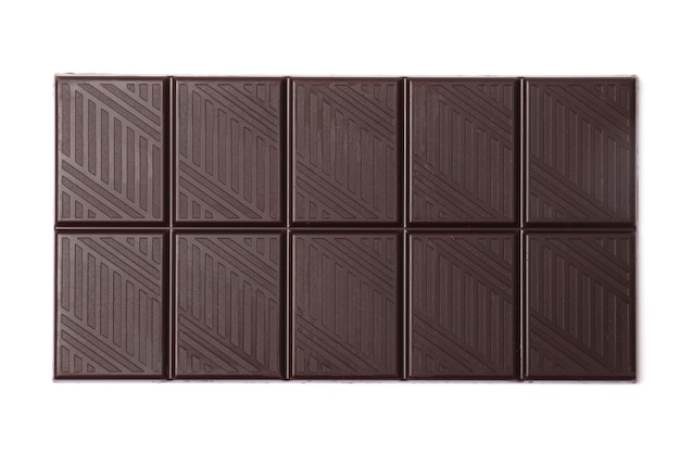 Barre de chocolat noir isolé sur fond blanc.