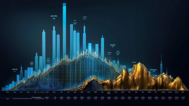 Barre d'or avec graphique d'investissement financier