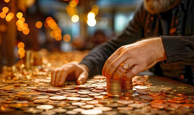 Une barre de pièces d'or sur la table