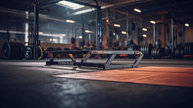 Barre de poussée de traîneau sur le sol du gymnase