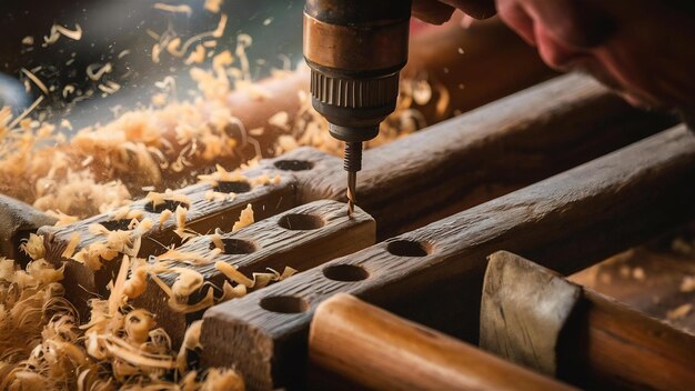 Photo des barres de bois sont percées