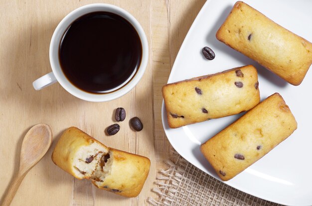 Barres de café et de gâteaux aux pépites de chocolat