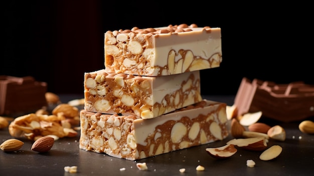 Des barres de nougat croustillantes