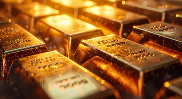 Barres d'or brillantes Le contexte du concept de banque financière