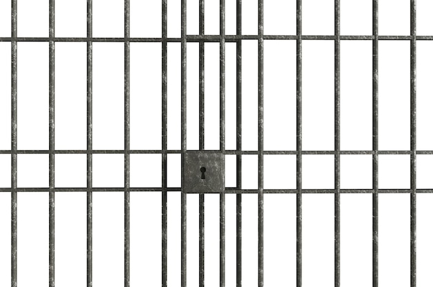Photo barres de prison en métal isolé sur fond blanc