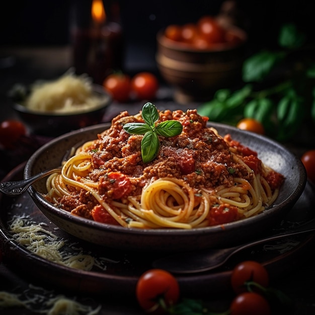 Barres de spaghetti salées Un délicieux plat de déjeuner avec des tomates et de la sauce