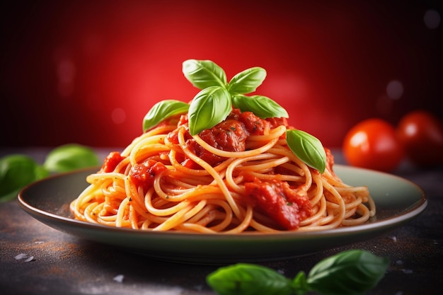 Barres de spaghetti salées Un délicieux plat de déjeuner avec des tomates et de la sauce