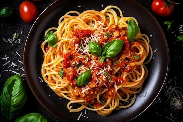 Barres de spaghetti salées Un délicieux plat de déjeuner avec des tomates et de la sauce