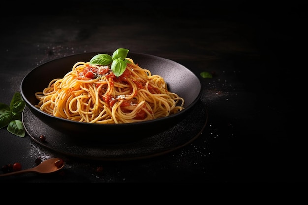 Barres de spaghetti salées Un délicieux plat de déjeuner avec des tomates et de la sauce