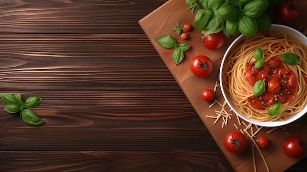 Barres de spaghetti salées Un délicieux plat de déjeuner avec des tomates et de la sauce