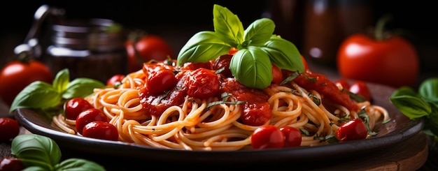 Barres de spaghetti salées Un délicieux plat de déjeuner avec des tomates et de la sauce