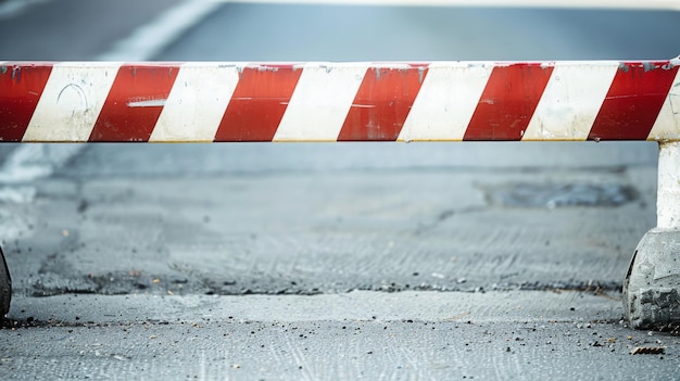 Photo une barricade rouge et blanche au bord d'une route