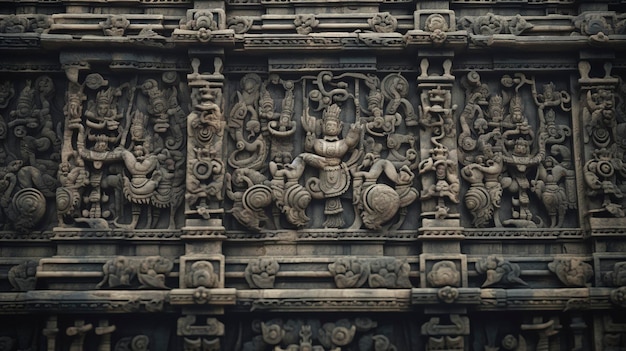 Photo bas-relief en pierre de personnages historiques sur la façade d'un bâtiment