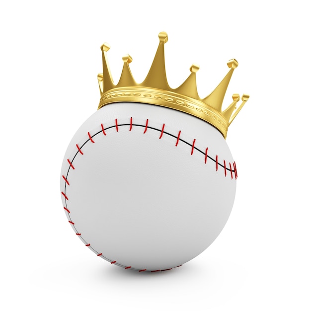 Photo baseball avec couronne d'or sur blanc