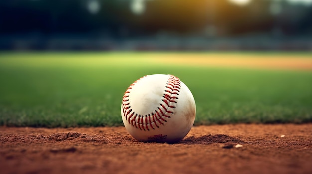 Baseball sur le fond du terrain d'herbe verte