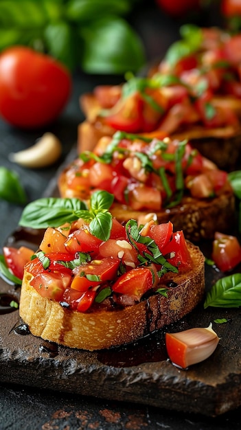 Le basilic de tomate Bruschetta