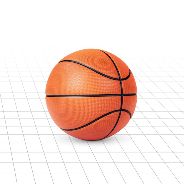 Basket-ball sur fond blanc avec des lignes graphiques