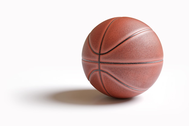 Basket-ball isolé sur blanc avec un tracé de détourage.