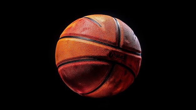 Basket-ball isolé sur fond noir IA générative