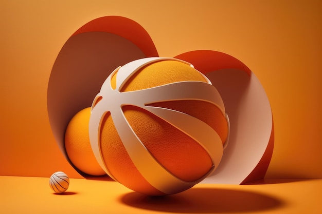 Basket-ball isolé sur un fond orange ombragé