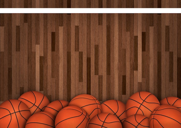 Basket-ball sur le terrain rendu 3d Illustration