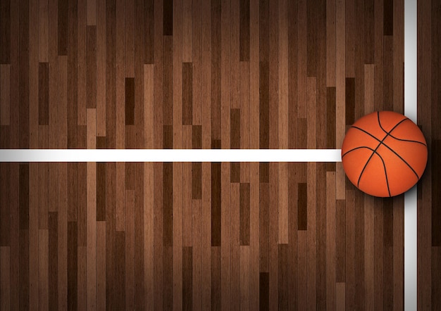 Basket-ball sur le terrain rendu 3d Illustration