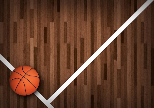 Basket-ball sur le terrain rendu 3d Illustration