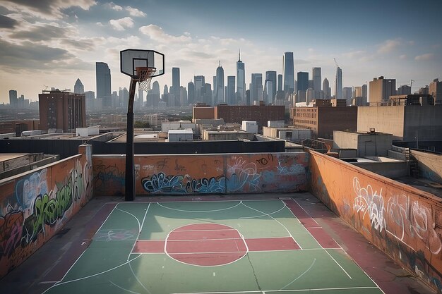 Basket-ball urbain sur le toit