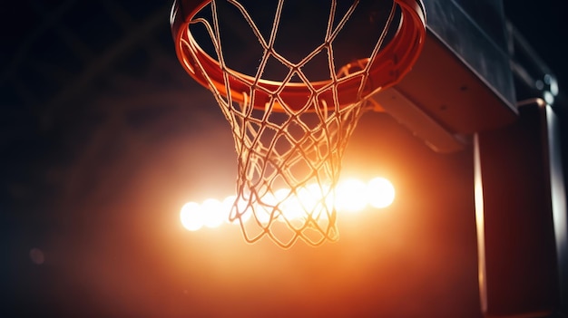 Basket de basket-ball à la lumière Arrière-plan flou Arrière-fond pour les événements sportifs