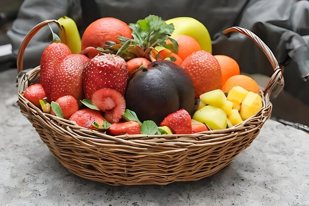 Basket de fruits biologiques, alimentation saine, variété fraîche, dîner de fitness généré par l'intelligence artificielle